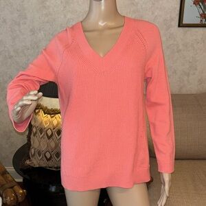 NWT Talbots salmon coral v neck sweater medium petite MP